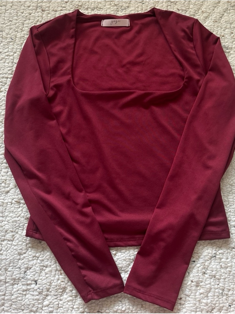 Deep Wine Long Sleeve Square Neck Top